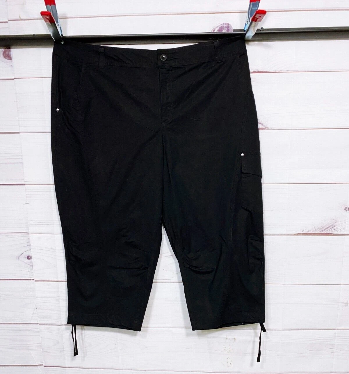 Ellos Womens Capri Pants Size 24 Black High Rise Pockets