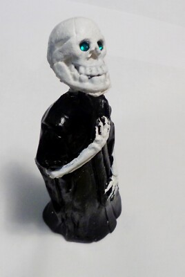 J.H. MILLER Halloween Scheletro Bobblehead Con Cristallo Austriaco E Occhi Rossi Incandescenti Anni '50
