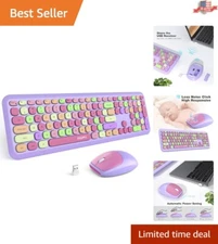 2.4G Wireless Keyboard and Mouse Combo - Slim, Silent, and Stylish in Purple