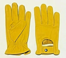 Driving Gloves Car Motorcycle Bikers Real Leather Police Driver Glove Yellow k28