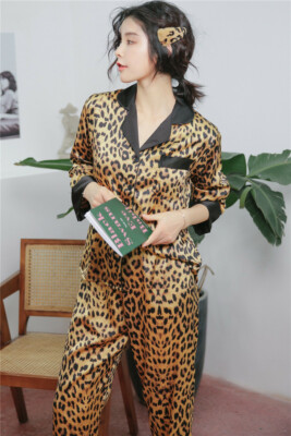 Womens Ladies Animal Leopard Print Pyjamas PJ Set Pajamas Twosie
