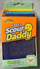 Scrub Daddy Steel Scour Daddy 2 Pack Resists Rust Yellow Blue NEW