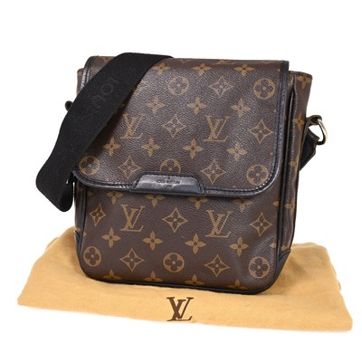LOUIS VUITTON Bus PM Shoulder Bag Monogram Macassar Leather Brown 