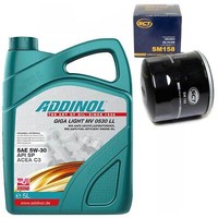 MotoröL Set 5W-30 Addinol 5 Liter + ÖLfilter SM 158 FüR Dacia Lancia Mercedes