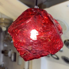 Single Glass Red Fancy Shade Ceiling Pendant Kichen Lsland or Bar Light