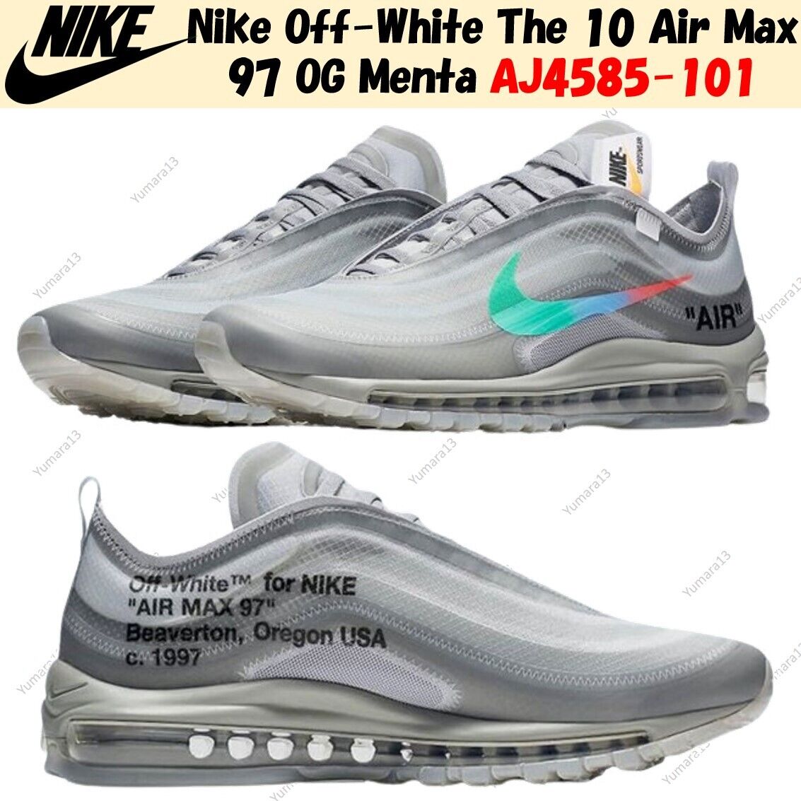 Nike Off-White The 10 Air Max 97 OG Menta AJ4585-101 Men's Nike Off-White The 10 Air Max 97 OG Menta AJ4585-101 Men's