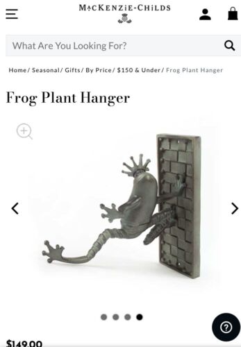 HTF RARE Mackenzie Childs Frog Plant Hanger Metal Green Cast Iron BACKORDERED - Foto 1 di 11