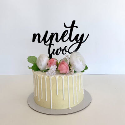 Acrylic Black 'ninety two' Birthday Cake Topper Birthday Decorations Supplies