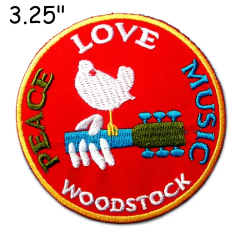Woodstock Patch Iron on Peace Love Music Fest Dove Hippie Boho Retro Psychedelic