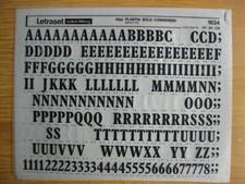 1/2 x Letraset Bogen Upp/Num PFLANTIN FETT KONDENSIERT 48pt 12,7mm Bogen 1624 (bb)