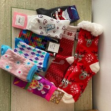 LOT of 8 NEW Pairs SOCKS FUN SEASONAL THEMES-Easter, Christmas, winter, spring