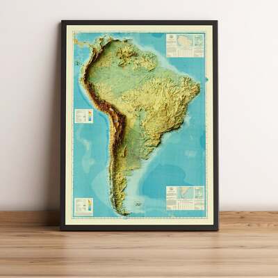 South America Map, South America 2D Relief Map - 2D Flat