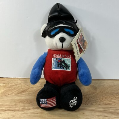 Team USPS Cycling Stamp Bean Bag Bear NEW 2002 Includes 50 Cent Stamp