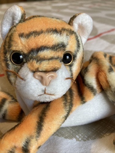 2x Rare Vintage TY Marshmallow Bunny & India Tiger 6” 15cm Plush Soft Toys E1 - Picture 3 of 12