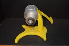 Vintage 1952 Grind-O-Mat Yellow Meat Grinder Hand Crank Appliance Made in USA
