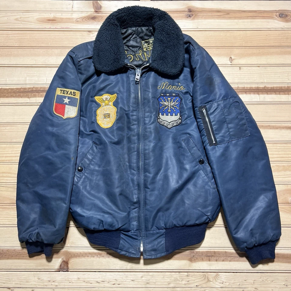 Jaqueta Águia Bordada Vintage Força Aérea dos Estados Unidos Ponto Corrente Tamanho Médio - Imagem 2 de 4