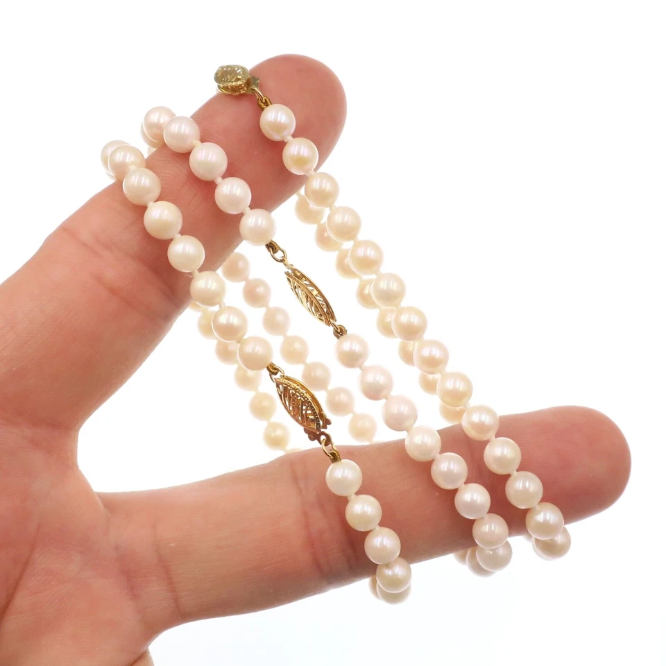 Brazalete de perlas naturales de oro amarillo macizo de 14k de 5,5 mm de 8 pulgadas de largo Foto 2 de 4