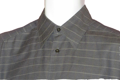Men's Canali Shirt Long Sleeve Size 37 14 1/2 Button Front Gray Italy - Picture 4 of 8