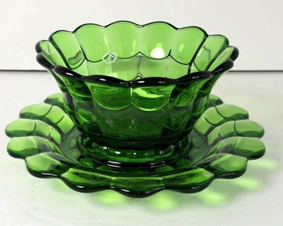 Cambridge Emerald Green Cascade Mayonnaise Bowl & Underplate Liner Vintage