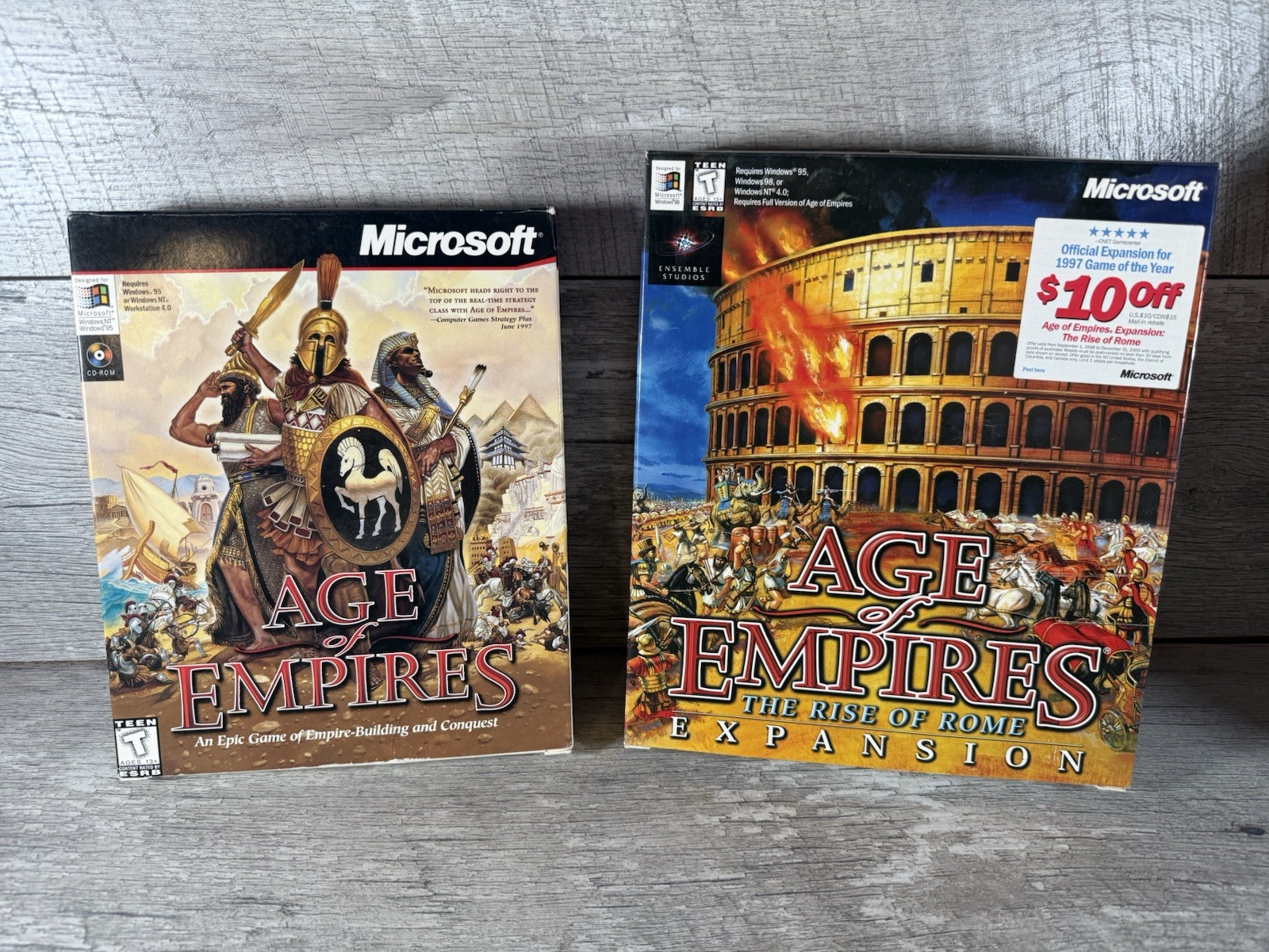 Age Of Empires BIG BOX & Rise Of Rome Expansion Pack Microsoft PC Windows 95