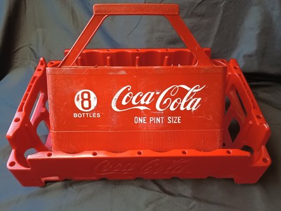 LOT OF 2 VTG Coca Cola RED Plastic Crate RED LTR  / COKE 8 PINT BOTTLE Carrier