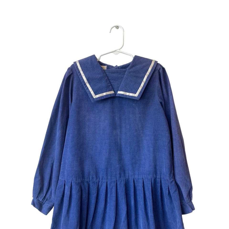 Vestido marinero vintage Laura Ashley madre e hijo 7-8 azul marino pana británico Foto 2 de 4