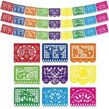 3 Pack Mexican Party Decorations - 54 FT Large Fiesta Banner, Plastic Papel P...