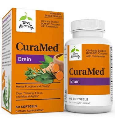 Terry Naturally Curamed Brain, 60 Softgels with BCM-95 Curcumin, Mental Function