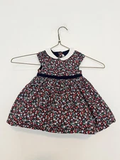 Janie & Jack Baby Floral Dress Size 6-12mo Blue Peter Pan Collar A Line Classic