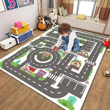 Kids Rug Play Mat Great for Playing with Cars and Toys,Educational Kid Road and 