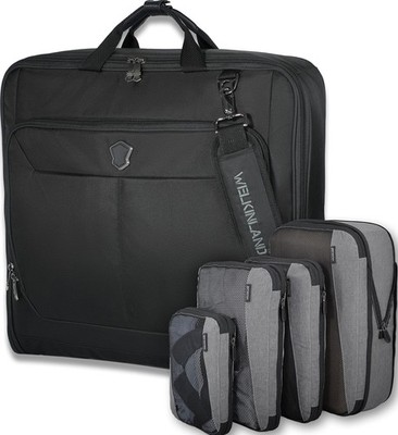 3-Suits Garment Bags for Travel W/ 4-Pack Compression Packing Cubes, 30L-Larg...
