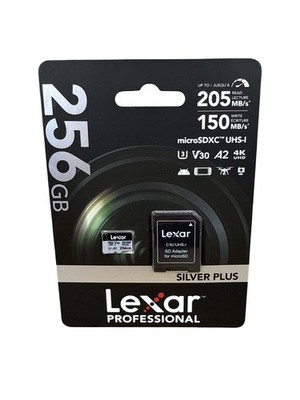 LEXAR Professional SILVER PLUS 256GB UHS-I microSDXC Memory Card w/ SD Adapter