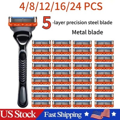 4~24PCS Shaving Razor Blades Refills Compatible for GiIIette Fusion 5 Proglide