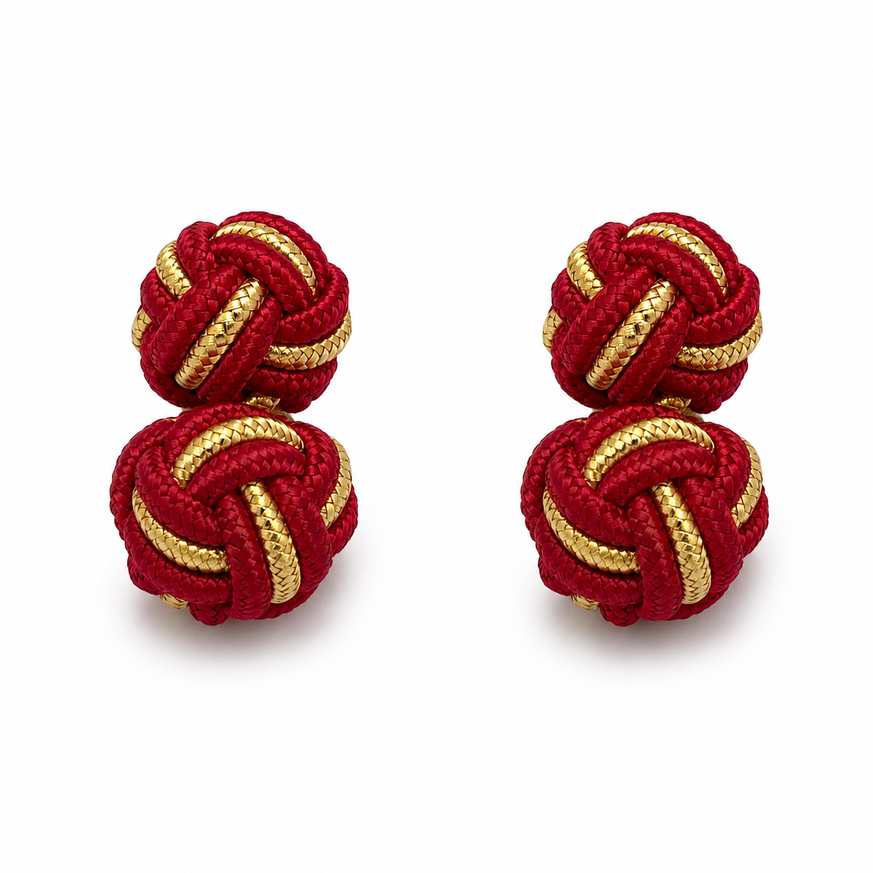 Silk Knot Cufflinks for Men – Onyx Art KN22 Red & Yellow Barrel Knot Cufflinks