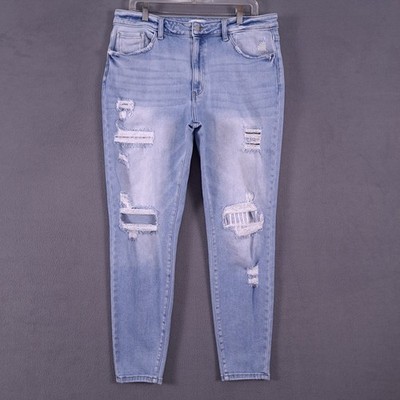 Kancan Jeans Womens 32 Blue Stretch Denim High Rise Skinny Distressed Grunge