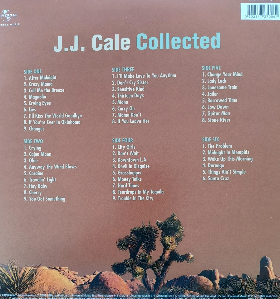 J.J. Cale - Collected - Music on Vinyl- 3 LP  Audiophile Quality-Black Vinyl-New - Image 2 of 4
