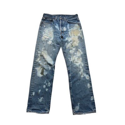 LEVIS 501 Jeans Blue Bleach Wash Distressed Men's 31x30 Fair Vintage Tie Dye