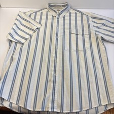 VTG Levi's Shirt Diamond Label Medium Blue Stripe Cotton Short Sleeve Button 80s
