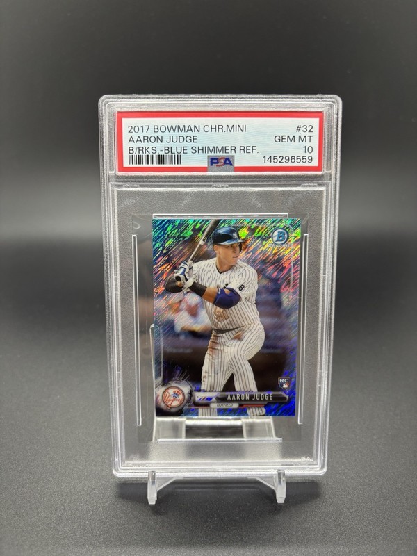 2017 Bowman Chrome Mini Blue Shimmer Ref Aaron Judge /150 Rookie RC #32 PSA 10
