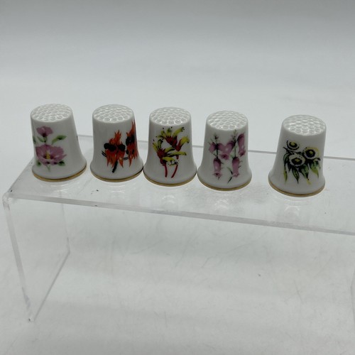 Ceramic Thimbles Australian Wildflower Collectors Treasury Collection Set 6