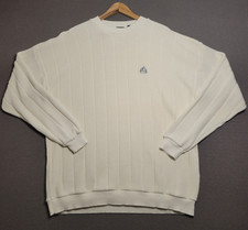 Vintage 90's IZOD Cable Knit Sweater White Cotton Men's Size XL Made In USA