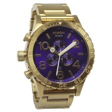 Nixon 51-30 Chrono Gold/Blue Sunray Quartz Watch Analog Chronograph Used