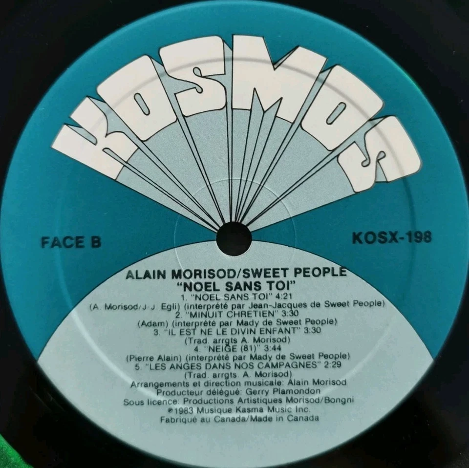 Vinyl LP Alain Morisod/Sweet People - Noel Sans Toi VG KOSX-198 VG Canada Pop - Image 4 of 4