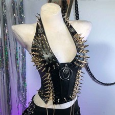 Emo DIY Y2K Tanks TOPS Studded Rivet Punk Rock Skull Grunge Goth Cummerbunds