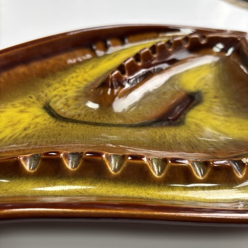MCM Ceramic ATOMIC Boomerang MODERN Vintage ASHTRAY- JAPAN - Brown/Yellow - Picture 3 of 10