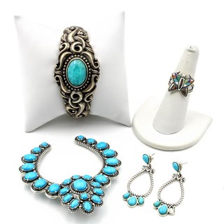 Carolyn Pollack Sterling Turquoise Naja Pendant Bracelet Ring Lot of 4 #S4529 2