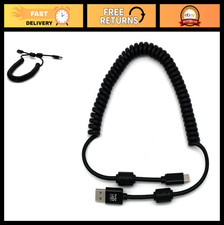 Coiled Shielded USB-A to USB-C Cable with Ferrites  Fast Charging  Data Transf