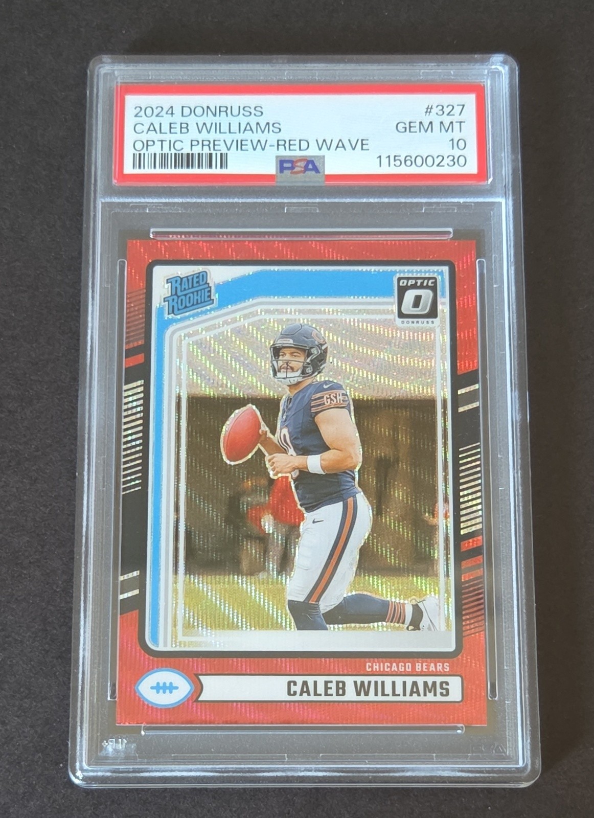 Caleb Williams Panini Donruss #327 Preview Red Wave Optic