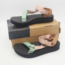 NEW TEVA Original Universal Green Pink Brown Strappy Flat Sandal Women's 8