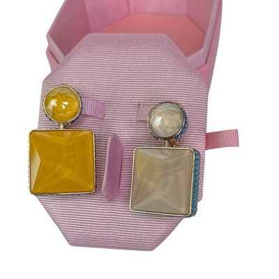 Swarovski Chroma clip earrings Asymmetrical design, Square cut, Multicolored